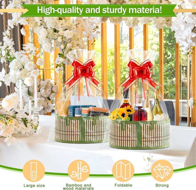 Orchidleaf 2 Set Baskets for Gifts Empty, Woven Bamboo Gift Basket with Handles, Empty Gift Baskets to Fill for Parties, Weddings, Anniversaries, Christmas - Image 2